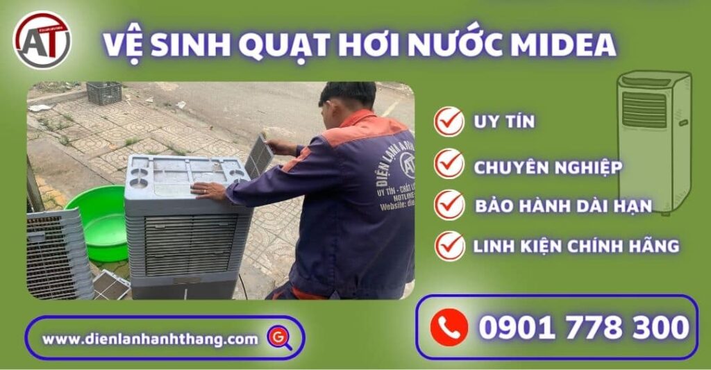 Vệ sinh quạt hơi nước Midea Điện lạnh Anh Thắng