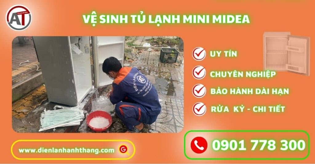 Vệ sinh tủ lạnh mini Midea Điện lạnh Anh Thắng