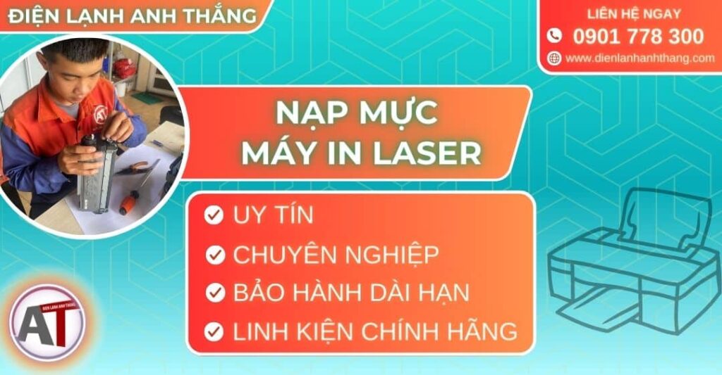 Nạp mực máy in Laser Điện lạnh Anh Thắng