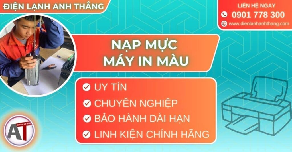 Nạp mực máy in Màu Điện lạnh Anh Thắng