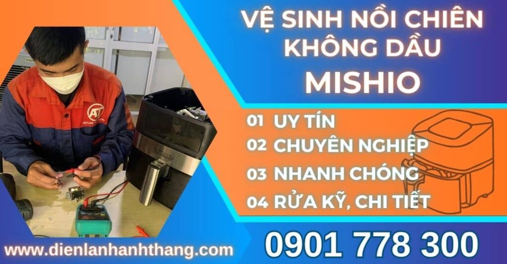 vệ sinh nồi chiên không dầu MISHIO Điện lạnh Anh Thắng