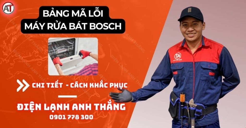 Bảng mã lỗi máy rửa bát bosch Điện lạnh Anh Thắng