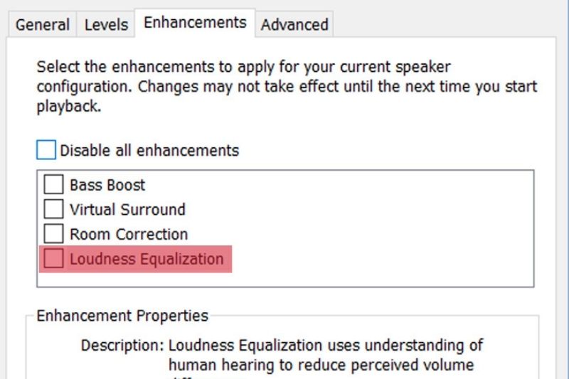Chọn Loudness Equalization
