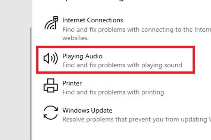 Chọn vào Playing Audio
