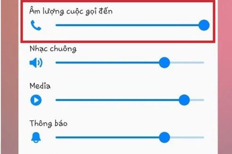 chỉnh âm lượng cuộc gọi đến