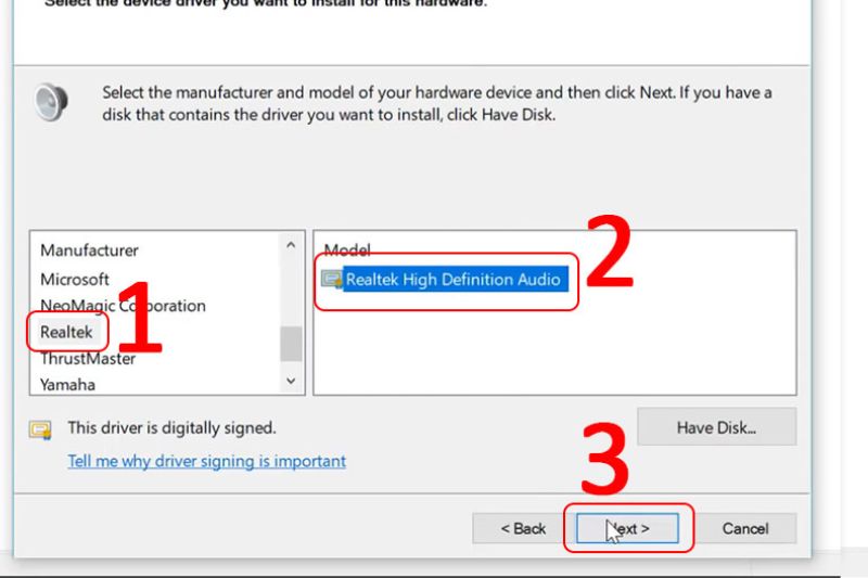 Chọn Driver Realtek