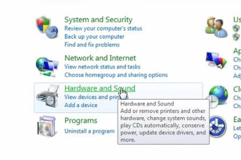 Chọn Hardware and Sound