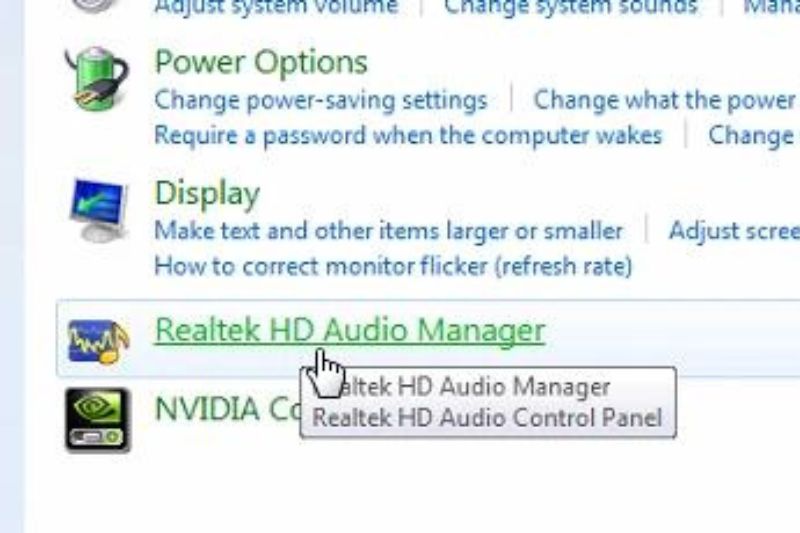 chọn Realtek HD Audio Manager