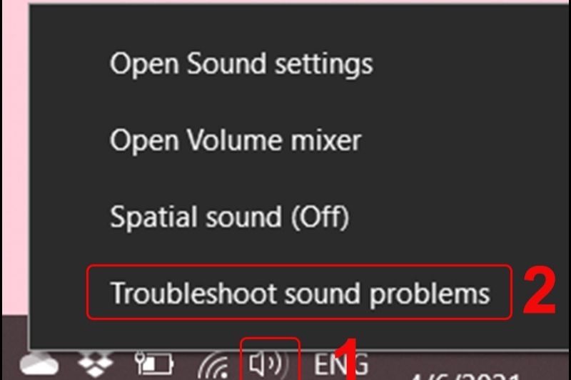 chọn Troubleshoot sound problems