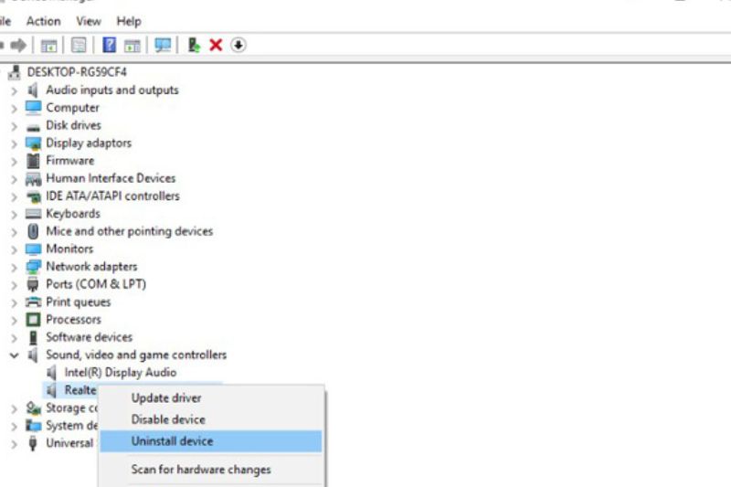 Gỡ bỏ và cài đặt lại Driver âm thanh