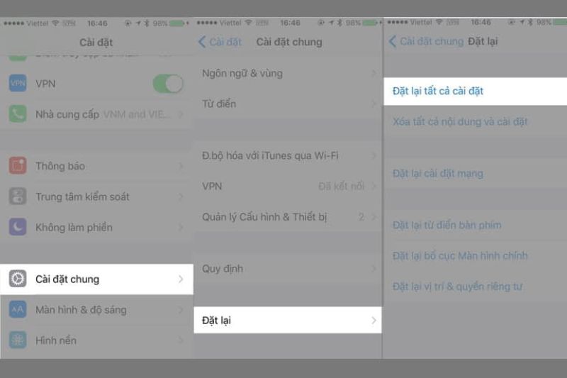 khôi phục cài đặt iphone
