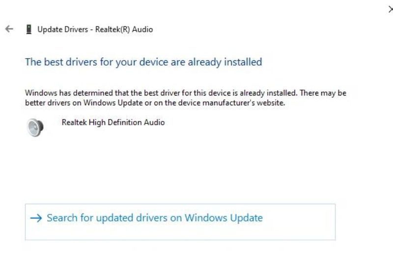 nhấn chọn Driver tên là Speaker – Realtek(R) Audio (Current Default Device)