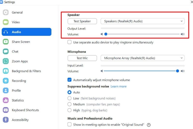 tăng âm ứng dụng đang xem