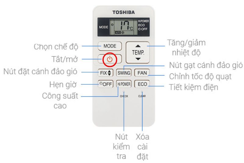 mở máy lạnh toshiba