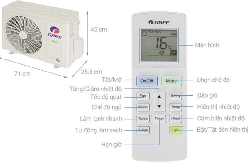 remote máy lạnh gree