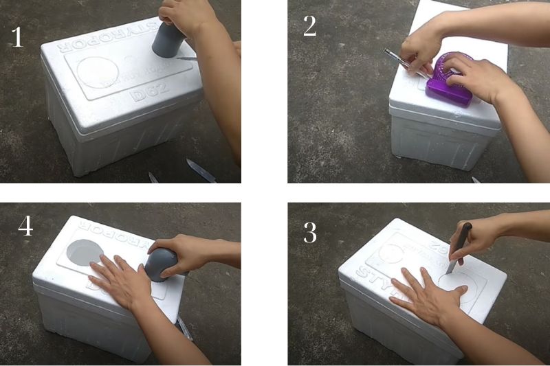 Tip: Cách Làm Máy Lạnh Mini Tự Chế Đơn Giản Ngay Tại Nhà 2025 đục thùng xốp