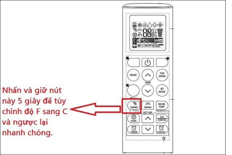 Cách Chuyển Độ F Sang Độ C Máy Lạnh LG Đơn Giản Nhanh Chóng 2025 giữ swing