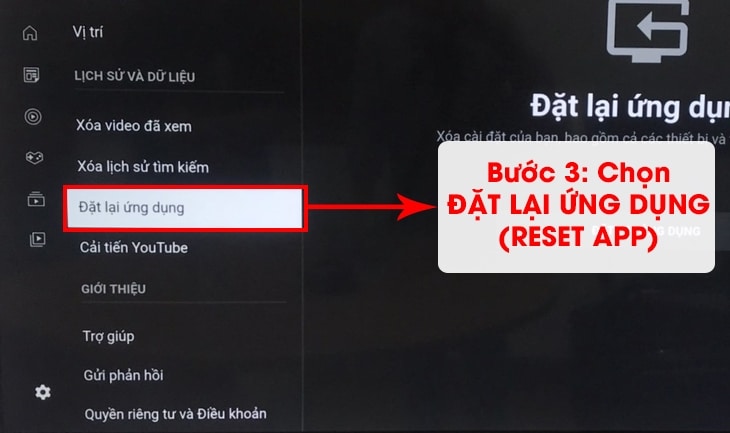 Nguyên Nhân Của Lỗi Youtube Trên Tivi LG Và Cách Khắc Phục 2025 Mục đặt lại ứng dụng