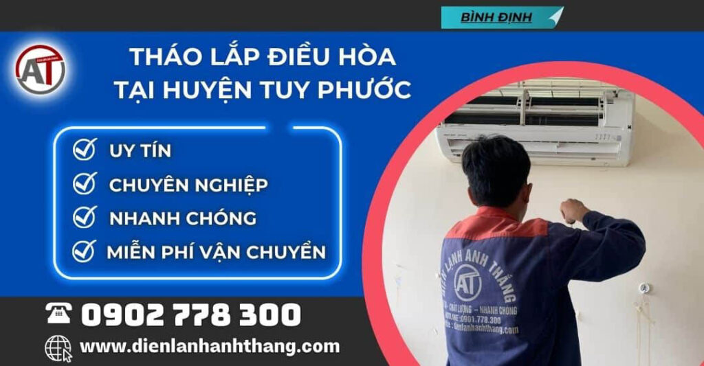 tháo lắp điều hòa tại Huyện Tuy Phước Điện lạnh Anh Thắng