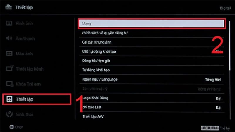 Bước 3 thiết lập