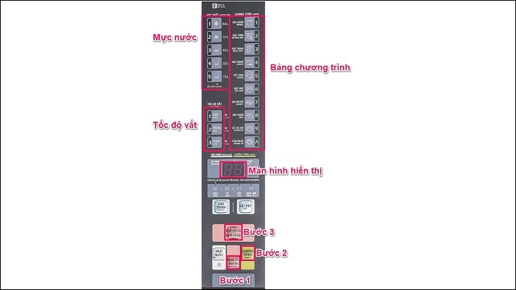 Các bước chọn tính năng giặt đồ trên máy giặt Aqua