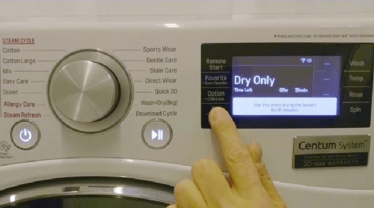 Chế độ Cry của máy giặt Lg