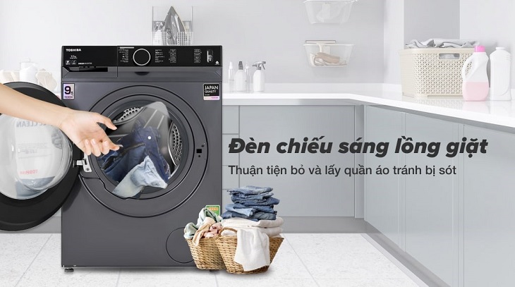 Chiếu đèn sáng lồng giặt máy giặt Toshiba