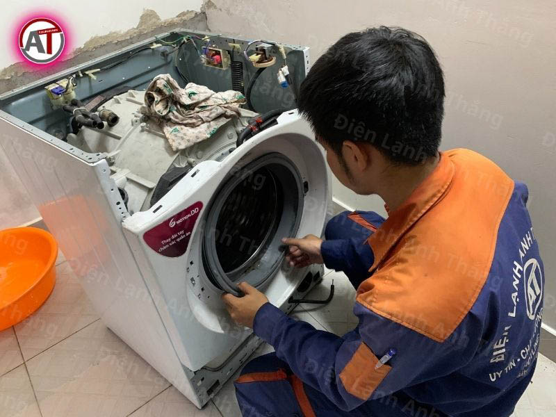 thay gioăng cao su máy giặt bị rách Điện lạnh Anh Thắng