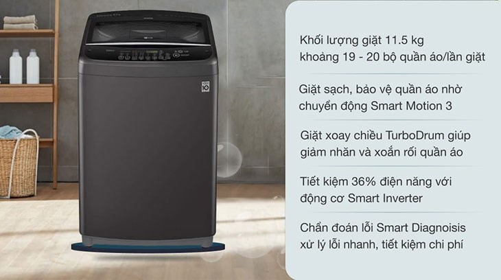 khối lượng máy giặt sử dụng phù hợp