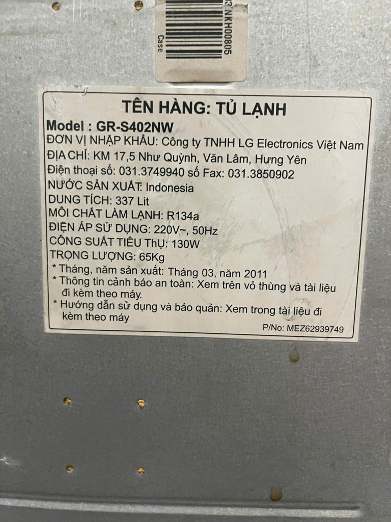 Tủ lạnh LG GR-S402MW kêu lớn – Ca kiểm tra thực tế 2026 tu lanh lg gr s402mw keu lon.JPG 4