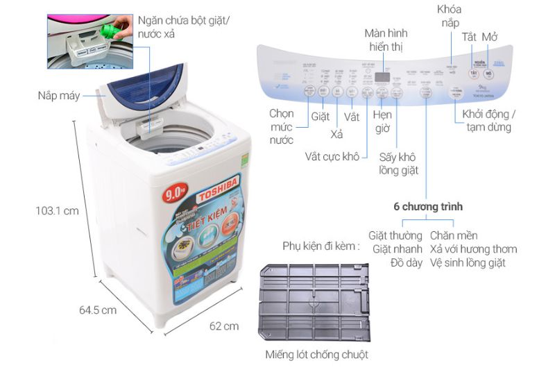 Cách Sử Dụng Máy Giặt Toshiba 9kg AW B1000GV Chi Tiết Cho Người Mới Dùng 2026 máy giặt Toshiba aw b1000gv