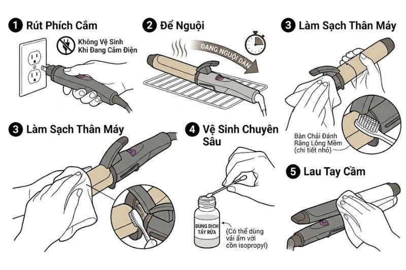 Máy Uốn Tóc Có Mùi Khét: Nguyên Nhân Và Cách Xử Lý Triệt Để 2026 ve sinh may uon toc