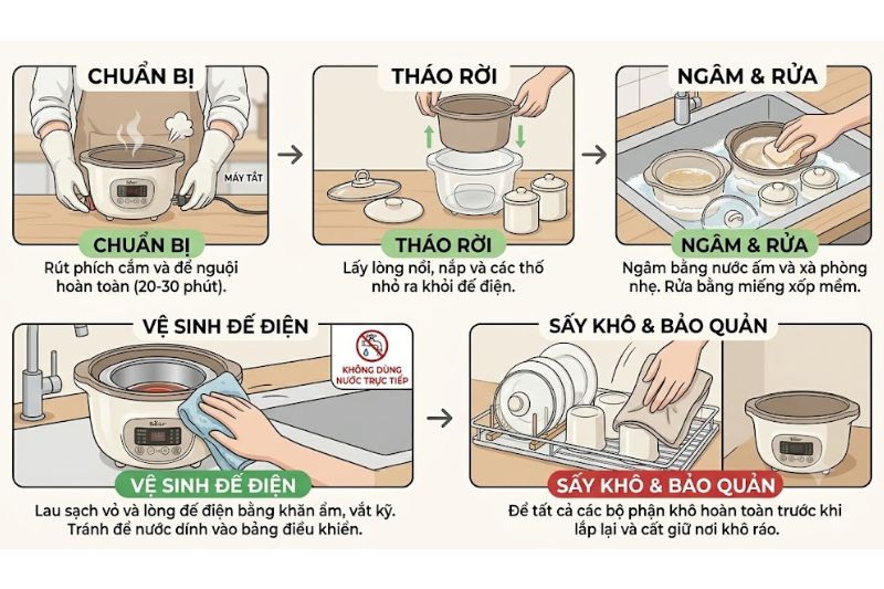 Nồi Nấu Chậm Nấu Quá Lâu: Nguyên Nhân Và Cách Xử Lý Hiệu Quả 2026 rửa nồi nấu chậm